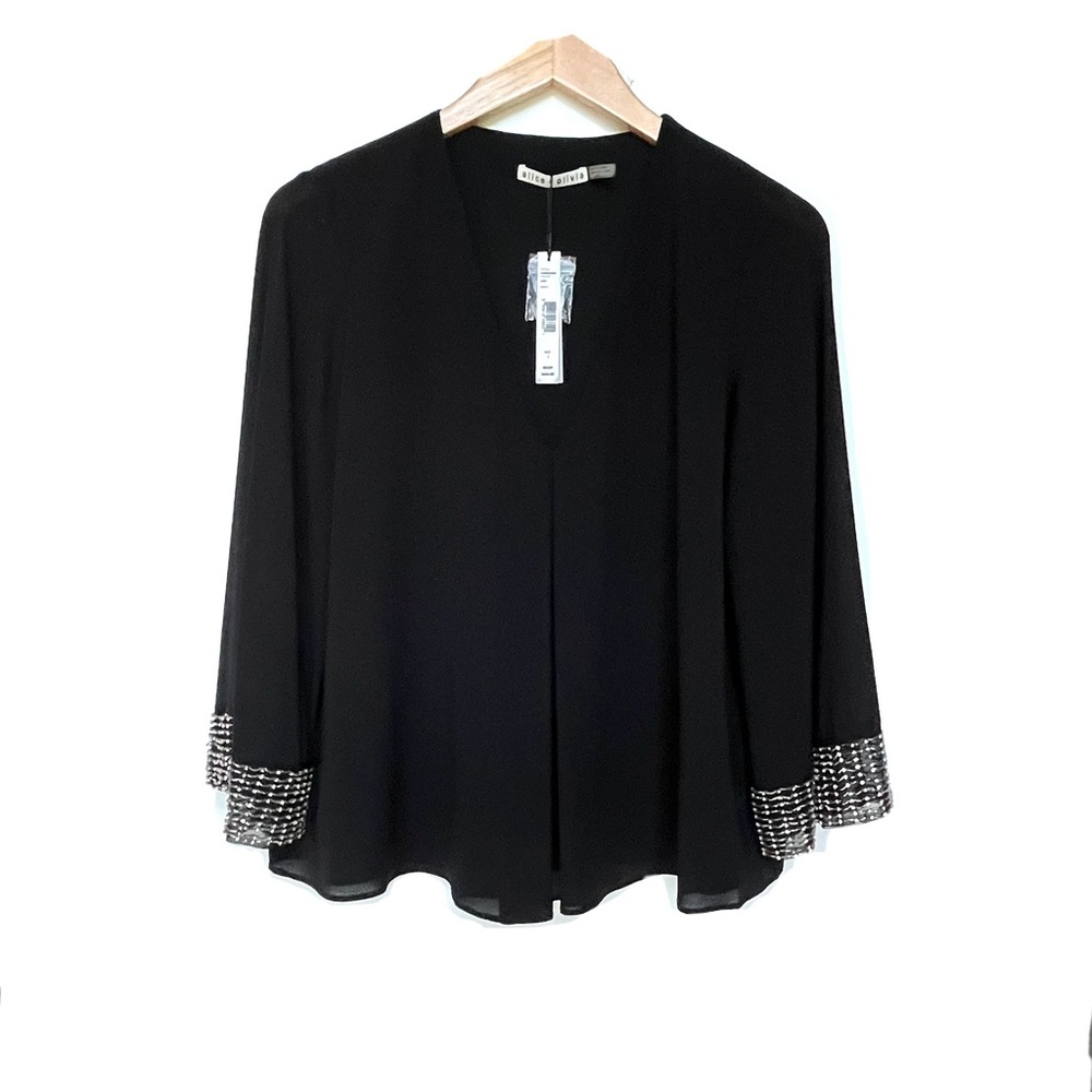 NWT | Alice + Olivia | Silk  Blend | Rhinestone | Blouse